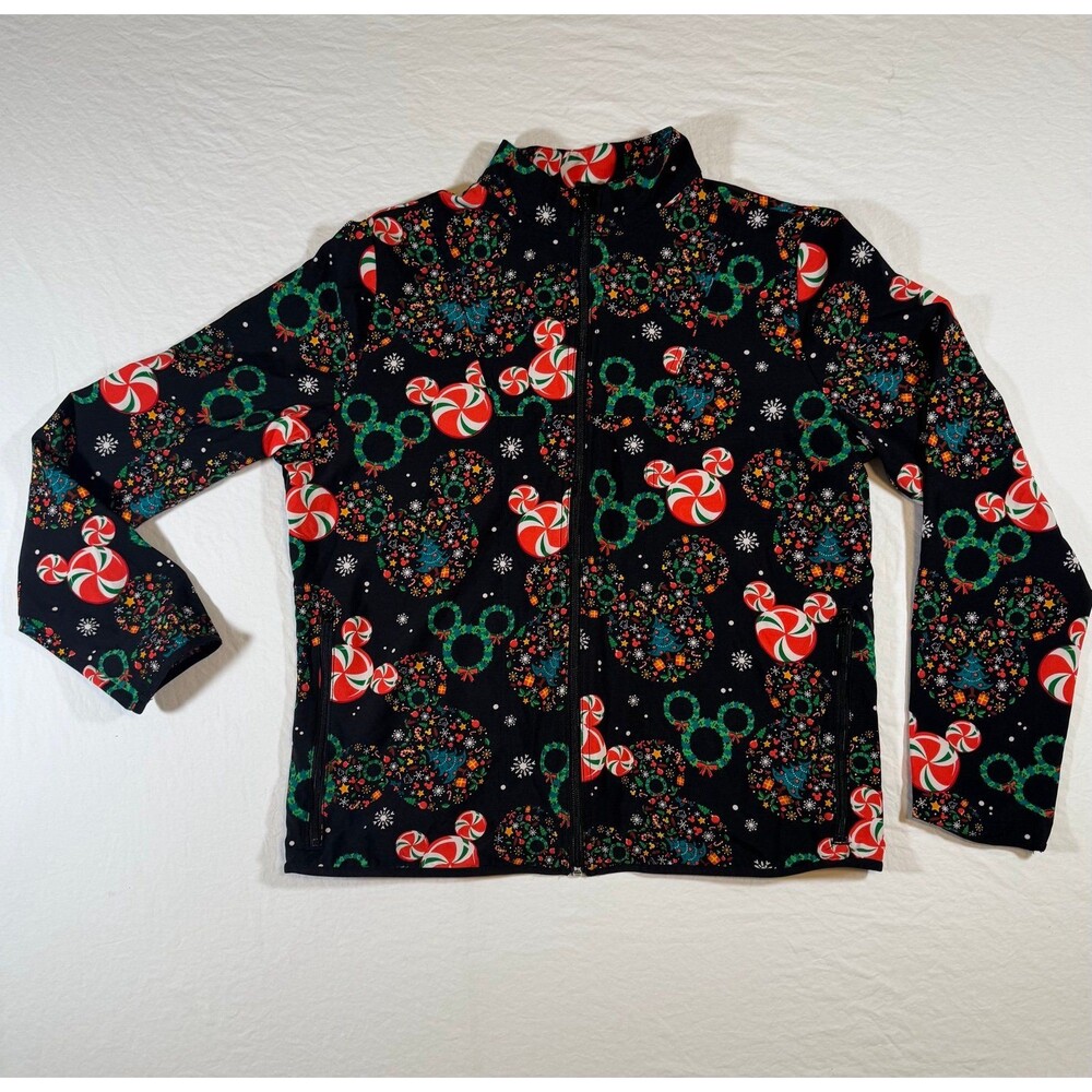 NWOT Disney Tooniforms Full Zip Scrub Holiday Mickey Jacket, Size M